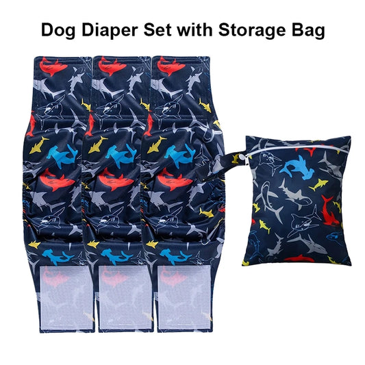 4pcs Washable Reusable Male Dog Diaper Set - Storage Bag Included, High-Absorbency Anti-Marking, Breathable Training Belly Bands