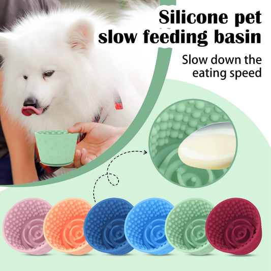 Slow Dog Lick Bowl Anxiety Relief Dog Licking Mat Freezer Dispenser Non-Slip Anti-Choking Silicone Slow Feeder Lick Bowl For Dog