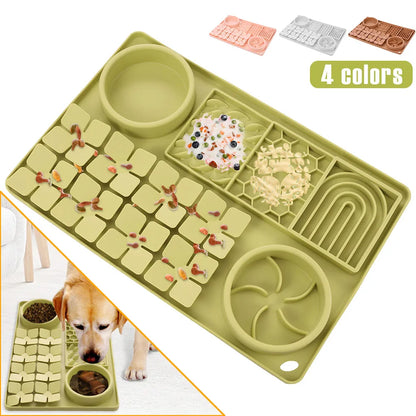 Silicone Dog Licking Pad Slow Feeder Bowl Dog Puzzle Toy with Non-Slip Suction Cup Pet Slow Food Plate Training Dog Supplies