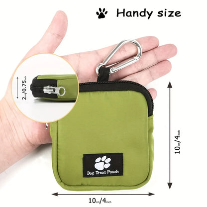 Portable Dog Treat Bag with Whistle, Multicolor Reusable Fabric Training Pouch for Pets