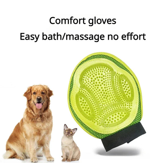 A Cat and Dog Pet Bath Massage Brush Clean Grooming Gloves Pet Grooming Massage Gloves Silicone Dog Bath Massage Brush