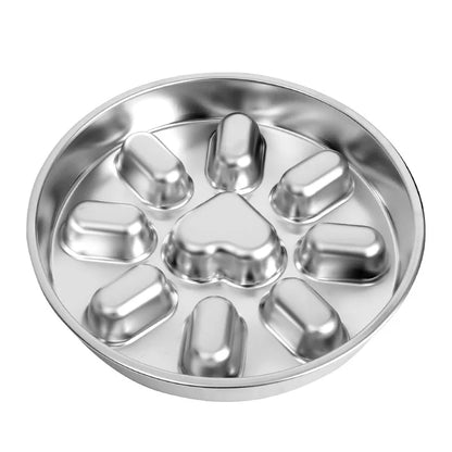 Pet supplies, stainless steel slow food bowl for dogs, feeding basin for cats, anti choking and anti overturning bowl