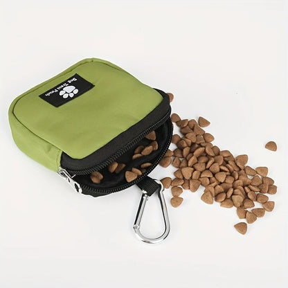 Portable Dog Treat Bag with Whistle, Multicolor Reusable Fabric Training Pouch for Pets
