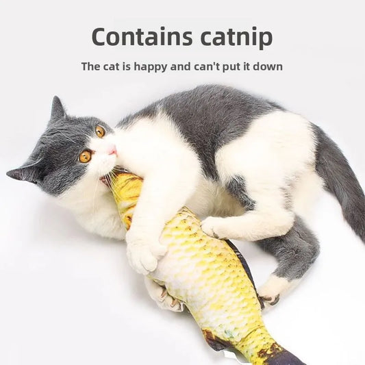 Plush Catnip Fish Toy Interactive Squeaky Chewable Pet Toy Simulation Fish with Mint for Cats Boredom Relief Safe Non Toxic Mate